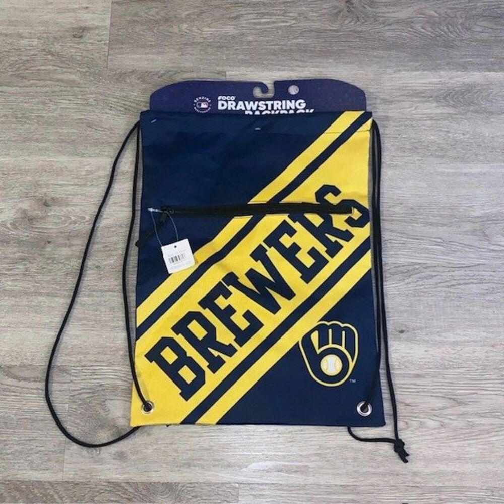 FOCO Milwaukee Brewers MLB Drawstring Backpack Zipper Pocket New